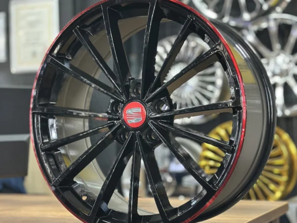 Powcan 19″ 8J 5×112 ET45 57.1 Siyah Kırmızı Jant Takımı