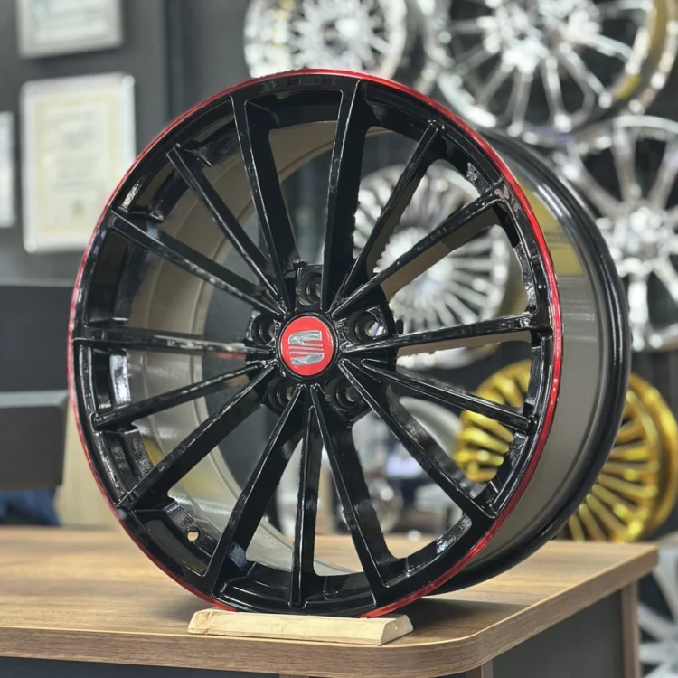 Powcan 19″ 8J 5×112 ET45 57.1 Siyah Kırmızı Jant Takımı